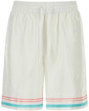 CASABLANCA Silk Bermuda Shorts - White