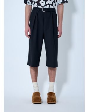 Dries Van Noten Pleated Wool Knee-Length Pants - Blue