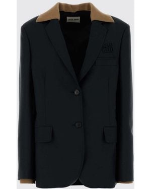 Miu Miu Single-Breasted Virgin Wool And Mohair Blazer - Black