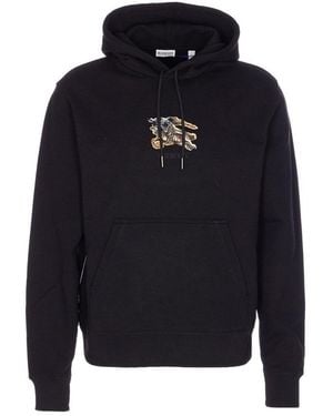 Burberry Ekd Check Hoodie - Blue