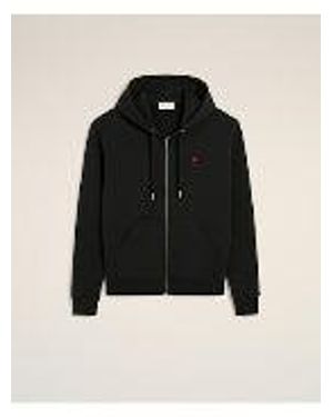 Ami Paris Zipped Hoodie With Ami De Coeur - Black