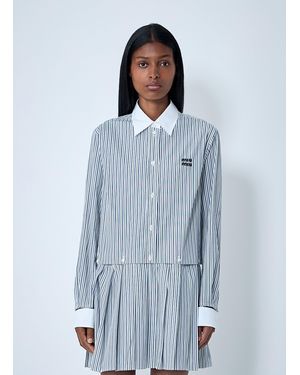 Miu Miu Striped Pleated Dress - Blue