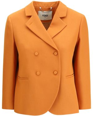 Fendi Grain De Poudre Wool Blazer - Orange