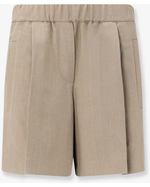 Brunello Cucinelli Viscose And Linen Blend Bermuda Shorts - Natural