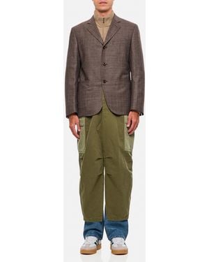 Junya Watanabe Cargo-Style Single Breasted Blazer With Utilitarian Pockets - Green
