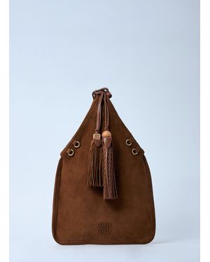 Miu Miu Suede Bag With Trick in Brown | Lyst