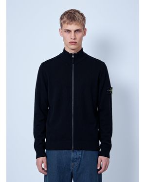 Stone Island Zip-Up Knit Cardigan - Blue