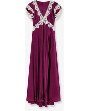 Alberta Ferretti Viscose Long Dress - Purple