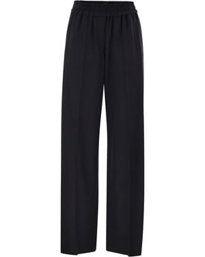 Brunello Cucinelli Tropical Luxury Wool Loose Pants - Blue