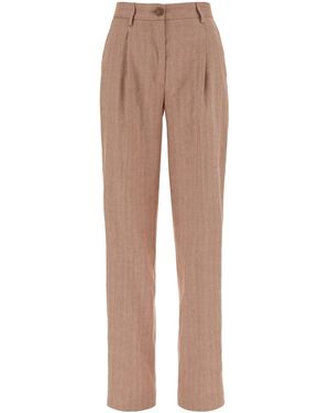 Jacob Cohen Pant Regular Leg Single Pence Mid Rise Nora - Natural