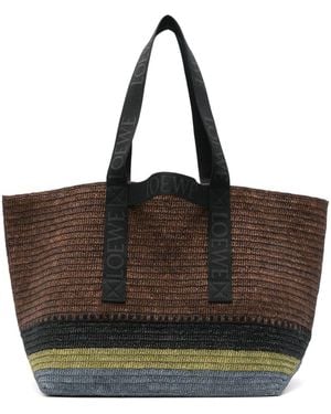 Loewe Fold Rafia Tote Bag - Black