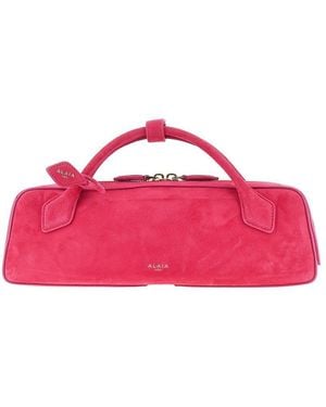 Alaïa Le Teckel Suede Leather Clutch - Pink