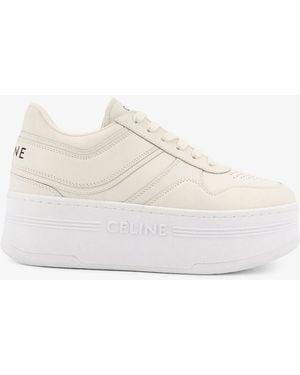 Celine Block Sneakers Low-Top Leather Sneakers - Natural
