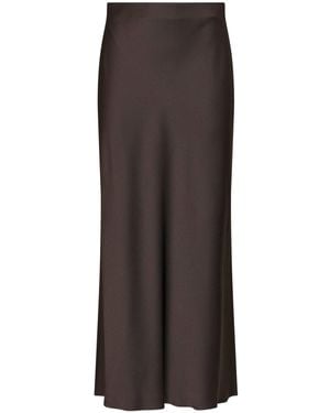 Brunello Cucinelli Cocoa Cady Satin Fluid Bias-Cut Long Skirt - Brown
