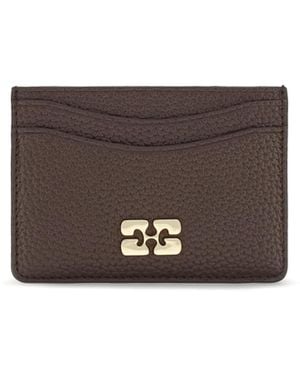 Ganni Textured Faux Leather Card Holder Wallet - White