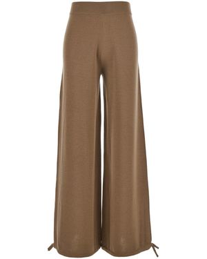 Max Mara 'Nigeria' Pants With Elastic Waist And Wide Leg - Natural