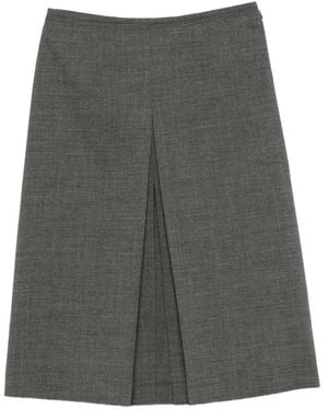 Prada Wool Skirt With Nylon Waistband - Gray