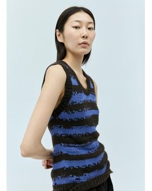 Acne Studios Distressed Stripe Top - White