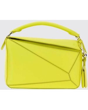 Loewe Featherlight Puzzle Small Nappa Lambskin Handbag - Yellow