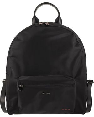 Kiton Technical Nylon And Calfskin Backpack - Black