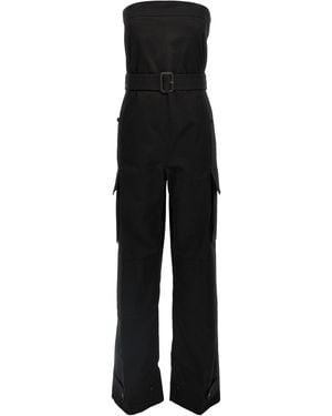 Saint Laurent Bustier Jumpsuit With Detachable Belt - Black