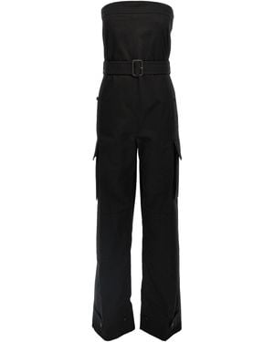 Saint Laurent Bustier Jumpsuit With Detachable Belt - Black