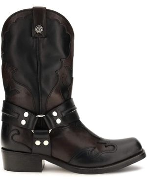 Versace Sylvester Leather Cowboy Boots - Black