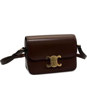 Celine Triomphe Teen Leather Crossbody Bag - Brown
