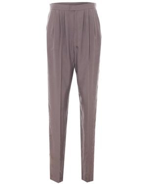 Saint Laurent Habotai Silk Pants - Gray