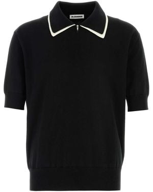 Jil Sander Solid Shirt Collar Polo - Black