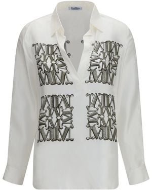 Max Mara Printed Silk Twill Shirt - White