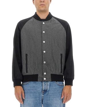 Balmain Bomber Jacket With Logo - Gray