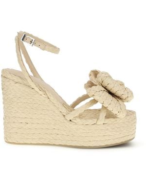 Mach & Mach Mach & Mach Le Cadeau Raffia Wedge Sandals - Natural