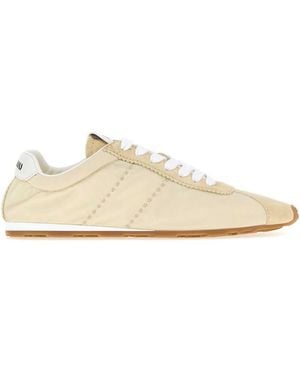 Miu Miu Cream Fabric And Suede Sneakers - White
