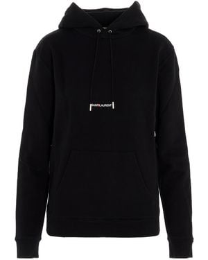 Saint Laurent Logo Print Hoodie - Black