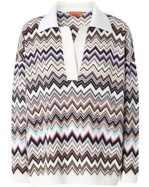Missoni Zig Zag Motif Polo Shirt - White