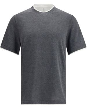 Brunello Cucinelli Silk T-Shir - Gray