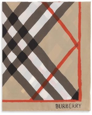 Burberry Silk Watercolor Check Scarf - Natural