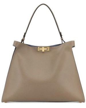 Fendi Way Medium Leather Handbag - Natural