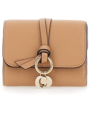 Chloé Chloã Small Tri-Fold Wallet With Charm On The Front And Magnetic Closure - Natural