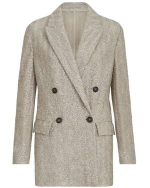 Brunello Cucinelli Double-Breasted Jacket - White