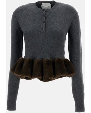 Stella McCartney Wool Blend Cardigan With Peplum Hem - Black