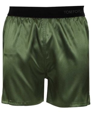 Tom Ford Silk Satin Shorts - Green
