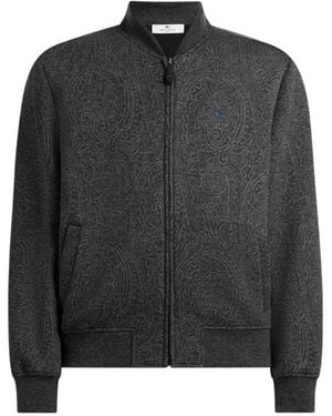 Etro Jacquard Bomber Jacket With Arnica Motif - Black