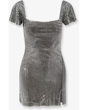 Self-Portrait Self Portrait Short Tulle Dress With Rhinestones - Gray