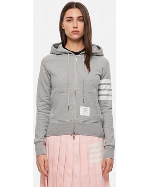 Thom Browne Classic Loopback 4-Bar Zip Hoodie - Gray