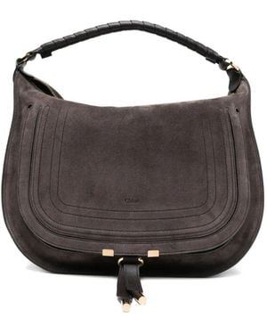 Chloé Chloé Marcie Suede Leather Hobo Bag - Gray