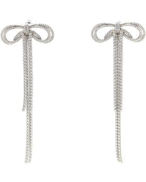 Self-Portrait Bow Crystals Drop Earrings - White