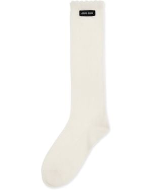 Miu Miu Cotton Pointelle Socks - White
