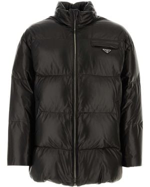 Prada Nappa Leather Down Jacket - Black